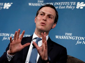 FILE PHOTO: White House senior adviser Jared Kushner, U.S. President Donald Trump's son-in-law, speaks during a discussion on "Inside the Trump Administration's Middle East Peace Effort" at a dinner symposium of the Washington Institute for Near East Policy (WINEP) in Washington, U.S., May 2, 2019.