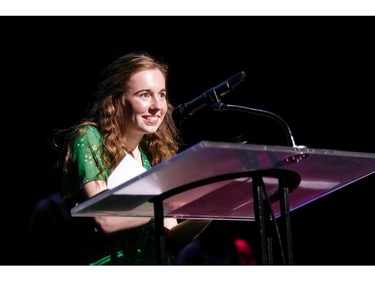 The winner for Featured Female Actor In a Play: Maggie Fyfe, Elmwood School, The Light Burns Blue3, accept(s) their award, during the annual Cappies Gala awards, held at the National Arts Centre, on June 09, 2019, in Ottawa, Ont.