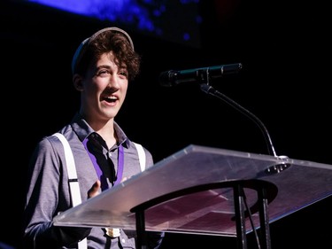 The winner for Male Dancer: Caelan Piper, Philemon Wright High School, Rent, accepts their award, during the annual Cappies Gala awards, held at the National Arts Centre, on June 09, 2019, in Ottawa, Ont. (Jana Chytilova / Ottawa Citizen)   ORG XMIT: JACH1210