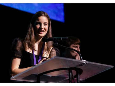 The winner for Supporting Female Actor in a Play: Alexa Bothwell, Elmwood School, The Light Burns Blue, accepts her award, during the annual Cappies Gala awards, held at the National Arts Centre, on June 09, 2019, in Ottawa, Ont.
