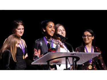 The winner for Critic Team: Elmwood School, accept the award, during the annual Cappies Gala awards, held at the National Arts Centre, on June 09, 2019, in Ottawa, Ont.