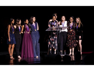 The winner for Critic Team: Elmwood School, accepts the award, during the annual Cappies Gala awards, held at the National Arts Centre, on June 09, 2019, in Ottawa, Ont.