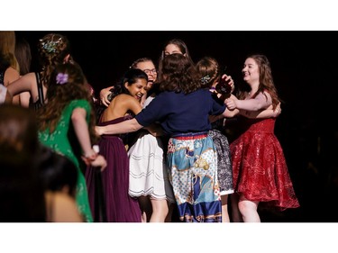 The winner for Critics' Favourite Play: The Light Burns Blue, Elmwood School, accept the award, during the annual Cappies Gala awards, held at the National Arts Centre, on June 09, 2019, in Ottawa, Ont.