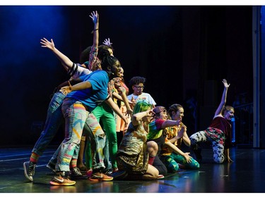 Students perform an excerpt from Godspell, Holy Trinity Catholic High School, during the annual Cappies Gala awards, held at the National Arts Centre, on June 09, 2019, in Ottawa, Ont.