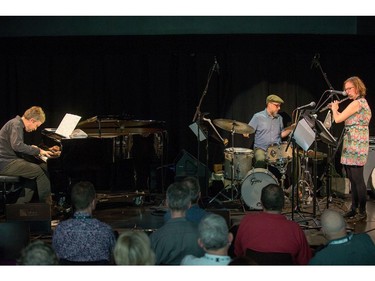 Anna Webber's Simple Trio performing featuring pianist Matt Mitchell and drummer John Hollenbeck at the NAC's Fourth Stage as the 39th edition of the TD Ottawa Jazzfest kicks off at various venues in downtown Ottawa.  Photo by Wayne Cuddington / Postmedia