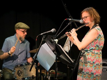 Anna Webber's Simple Trio performing featuring with drummer John Hollenbeck at the NAC's Fourth Stage as the 39th edition of the TD Ottawa Jazzfest kicks off at various venues in downtown Ottawa.  Photo by Wayne Cuddington / Postmedia