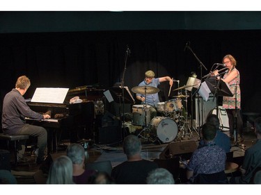 Anna Webber's Simple Trio performing featuring pianist Matt Mitchell and drummer John Hollenbeck at the NAC's Fourth Stage as the 39th edition of the TD Ottawa Jazzfest kicks off at various venues in downtown Ottawa.  Photo by Wayne Cuddington / Postmedia