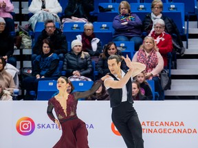 Pairs skaters Nikolaj Sorensen (right) and Laurence Fournier Beaudry train in Montreal