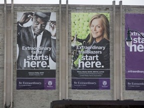 Extraordinary Starts Here banners hang on Alumni Hall at Western University in London, Ont. on Wednesday January 16, 2019.