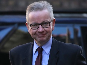 In this file photo taken on March 14, 2019 Britain's Environment, Food and Rural Affairs Secretary Michael Gove arrives in Downing Street in London on March 14, 2019, ahead of a further Brexit vote. (ISABEL INFANTES/AFP/Getty Images)