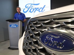 Zoltan Racz, chief engineer of the IVI Connectivity Centre, speaks at a press conference at the Ford Connectivity and Innovation Centre at 700 Palladium Drive in Ottawa June 6, 2019.