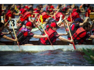 The Ottawa Dragon Boat Festival was held over the weekend on the Rideau River at Mooney's Bay.   Ashley Fraser/Postmedia