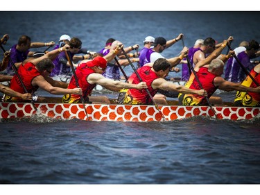 The Ottawa Dragon Boat Festival was held over the weekend on the Rideau River at Mooney's Bay.   Ashley Fraser/Postmedia