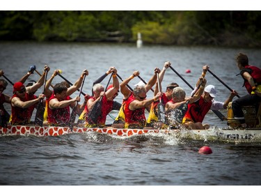 The Ottawa Dragon Boat Festival was held over the weekend on the Rideau River at Mooney's Bay.   Ashley Fraser/Postmedia