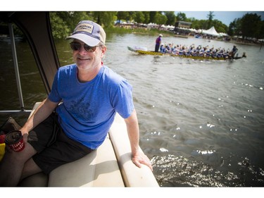 The Ottawa Dragon Boat Festival was held over the weekend on the Rideau River at Mooney's Bay. John Brooman, CEO of Ottawa Dragon Boat Festival, took his first  view of the event from the water in the media boat Saturday morning.   Ashley Fraser/Postmedia