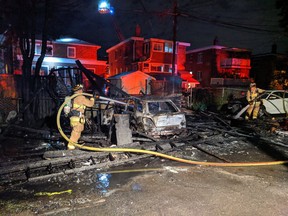 Garage fire in Vanier Monday night.