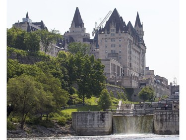 The Fairmont Chateau Laurier and Rideau Canal Locks are photographed from the Ottawa River Wednesday, August 2, 2017.