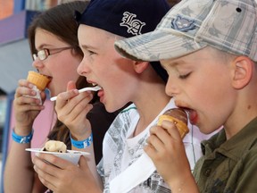 Ice cream's not an official way to stay hydrated, but it's tasty. Remember your hats!