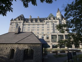 The Château Laurier, seen from the western side of the Rideau Canal.