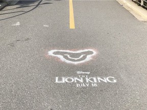 One of The Lion King graffiti ads stencilled onto Ottawa sidewalks and pathways. José Albornoz, Twitter