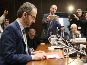 Gerald Butts, former principal secretary to Canada's Prime Minister Justin Trudeau, testifies before the House of Commons justice committee on Parliament Hill on March 6, 2019 in Ottawa, Canada. Trudeau and top aides are accused of meddling in a federal criminal investigation of SNC-Lavalin, a major Candian engineering firm.