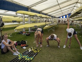 The benefits of warming up before a competition are well-known. But the value of a good night's sleep the night before have been largely ignored, fitness columnist Jill Barker writes. Above: crews warm up before a race on day two of the Henley Royal Regatta on July 4, 2019 in Henley-on-Thames, England.