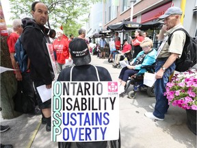 Friends of Acorn rally in front of the ODSP office on Preston St to demand that the Ford government stop cutting their access to ODSP. The theme of the rally will be "ODSP on Life Support", July 11, 2019.