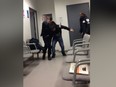 A still photo taken from a video posted on Facebook showing the January 2018 altercation between an 18-year-old man and a special constable at the Maniwaki courthouse.