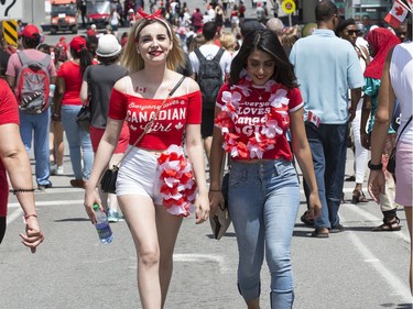 Melissa Portelance(l) and Zeina Dayallah was along Wellington Street as Canada Day activities are in full swing through out the downtown core.