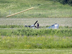 A vintage war plane, believed to be a Goodyear Corsair belonging to Vintage Wings of Canada, went off the runway at the Gatineau Airport after landing and ended up in the ditch alongside the runway. One pilot was injured with non life threatening injuries.