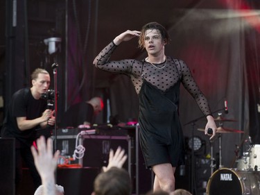 Yungblud on the Videotron stage after the severe weather warning passed as the second day of RBC Bluesfest gets going on Friday evening.