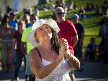 Fans listen to the Kallitechnis at Bluesfest on Saturday.