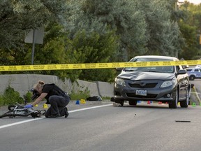 Ottawa Police are investigating a collision between a car and a cyclist on the eastbound 174 onramp off of Jeanne d'Arc Boulevard. July 23, 2019.