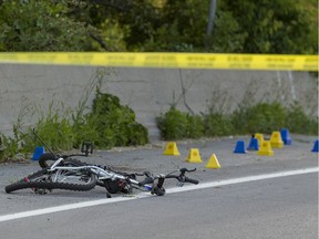 The scene of Tuesday's accident in which 13-year-old cyclist Simon Peter Khouri was killed in a collision with a car in Orléans.