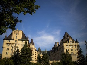 A view of the Château Laurier Hotel from Major's Hill Park on Saturday.