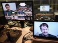 Former US National Security Agency (NSA) contractor  Edward Snowden is seen on screen in a control room as he speaks via video link from Russia.His motives for hacking were ideological.