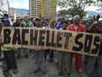 Workers of the oil sector hold a hunger strike last month demanding the presence of the United Nations High Commissioner for Human Rights, Chilean former president Michelle Bachelet, at their protest.