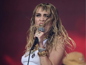 Miley Cyrus performs at the Glastonbury Festival of Music and Performing Art in England on June 30.