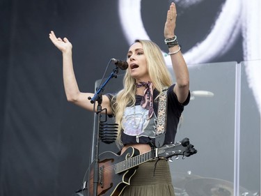 Gone West member Nelly Joy performing on the city stage following a severe thunderstorm that blew through Ottawa on day 7 of RBC Bluesfest. Photo by Wayne Cuddington/ Postmedia