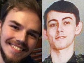 19-year-old Kam McLeod (left) and 18-year-old Bryer Schmegelsky (right) are considered suspects in the deaths of Australian Lucas Fowler, his American girlfriend Chynna Deese and an unidentified man found a few kilometres from the teens’ burned-out vehicle. S