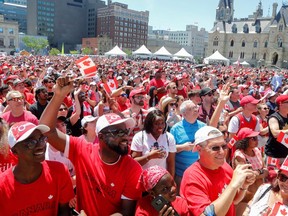 Canadians celebrate during Canada Day festivities on Parliament Hill in Ottawa, Ontario, Canada July 1, 2019.