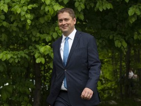 Conservative Leader Andrew Scheer arrives to deliver a speech on the environment in Chelsea, Que. Wednesday June 19, 2019. Newly released federal party financial figures show the Conservatives entered this election year having outpaced the Liberals in fundraising by just under $7 million.