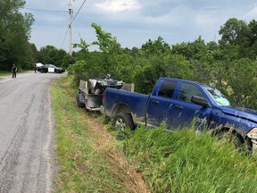 One person is dead after a truck collided with a motorcycle near Napanee Saturday.