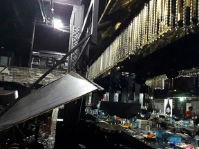 The collapsed structure of a nightclub where several athletes competing at the World Aquatics Championships were dancing is pictured in Gwangju, South Korea, July 27, 2019.