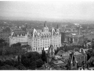 Chateau Laurier View from Peace Tower, 1930s