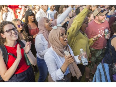 Fans of singer Nao cheer as the 25th anniversary edition of RBC Bluesfest gets underway on the grounds of the Canadian War Museum in Lebreton Flats. Wayne Cuddington/ Postmedia