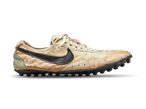 The Nike "Moon Shoe" one of only about 12 pairs of the handmade running shoe designed by Nike co-founder and legendary Oregon University track coach Bill Bowerman.