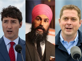 Justin Trudeau, Jagmeet Singh and Andrew Scheer