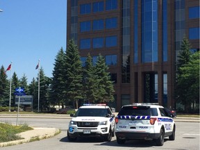 Ottawa police at the scene of a call for a suspicious package on Constellation Drive Thursday.