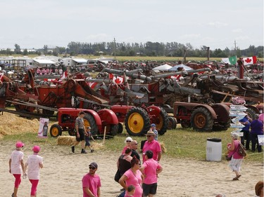 250 threshing machines attempt to break the world record by operating simultaneously on the same site in St. Albert on Sunday, August 11, 2019.